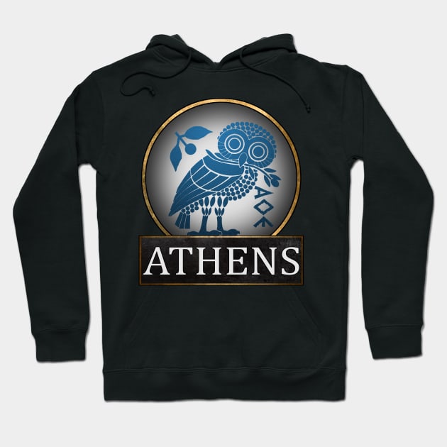 Ancient Athens Athenian Owl Symbol of Athena Hoodie by AgemaApparel